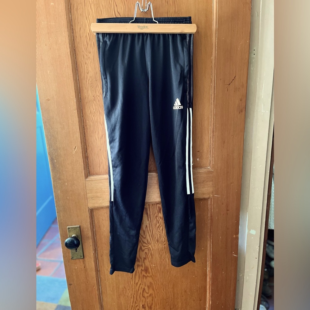 Adidas track pants XS, black and white.